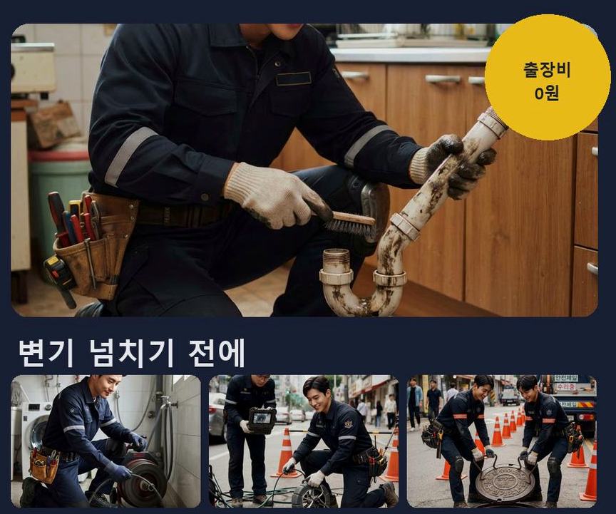 고양시일산서구 가좌동 하수구 역류 출장비 무료 현장 작업 사진 - 배관해결사