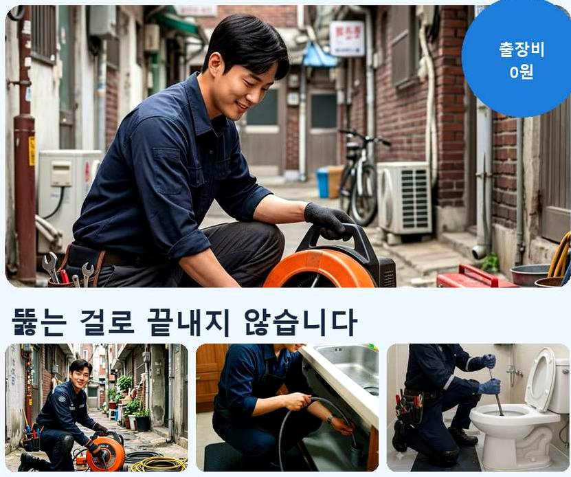 광명시 가학동 주방 하수구막힘 출장비 무료 현장 작업 사진 - 배관해결사