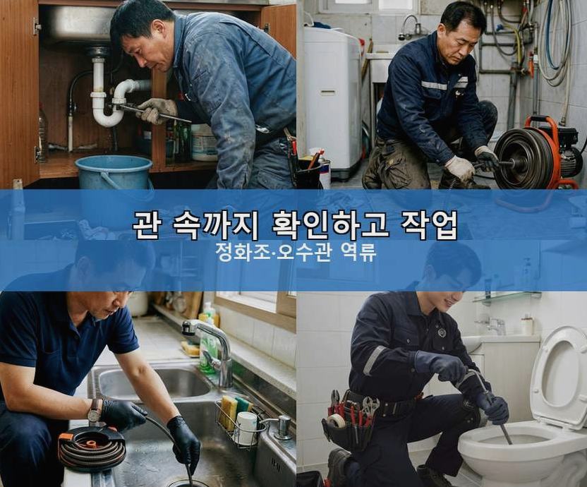 광명시 가학동 하수구 역류 24시 출동 현장 작업 사진 - 배관해결사