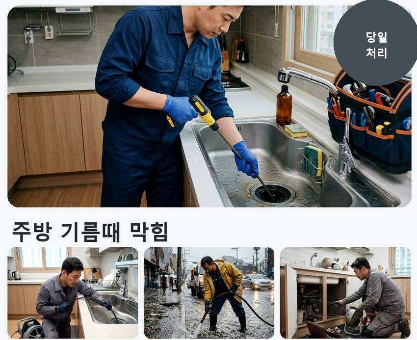 하남시 감일동 변기막힘 가격 안내 현장 작업 사진 - 배관해결사