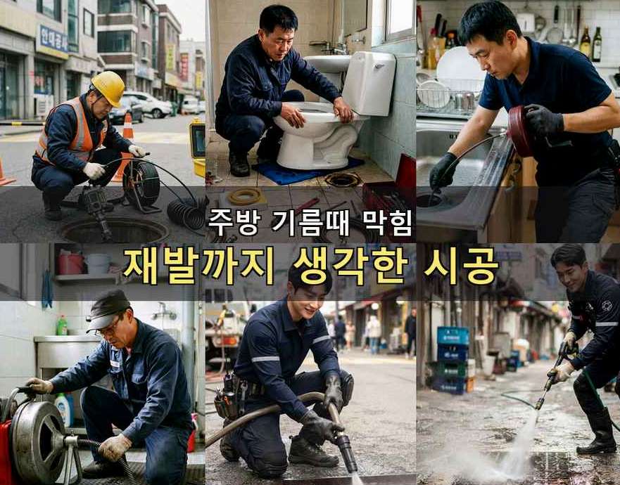 서울 강동구 강일동 주방 하수구막힘 출장비 무료 현장 작업 사진 - 배관해결사