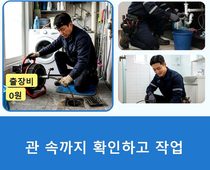 부천시오정구 고강동 고압세척 업체 현장 작업 사진 - 배관해결사