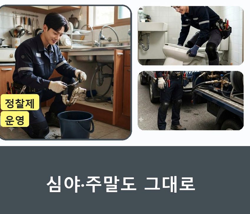 부천시오정구 고강동 하수구 역류 업체 현장 작업 사진 - 배관해결사