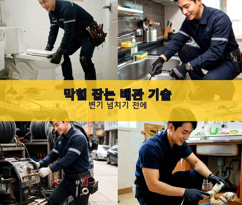부천시오정구 삼정동 변기막힘 고압세척·관통 작업 모습