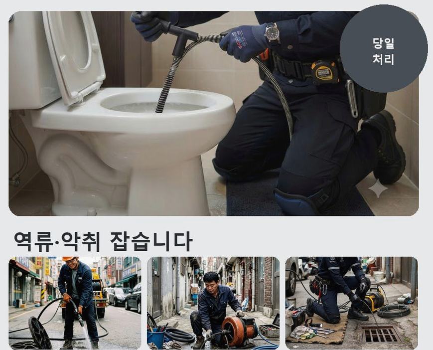 서울 강동구 고덕동 주방 하수구막힘 빠른 해결 현장 작업 사진 - 배관해결사