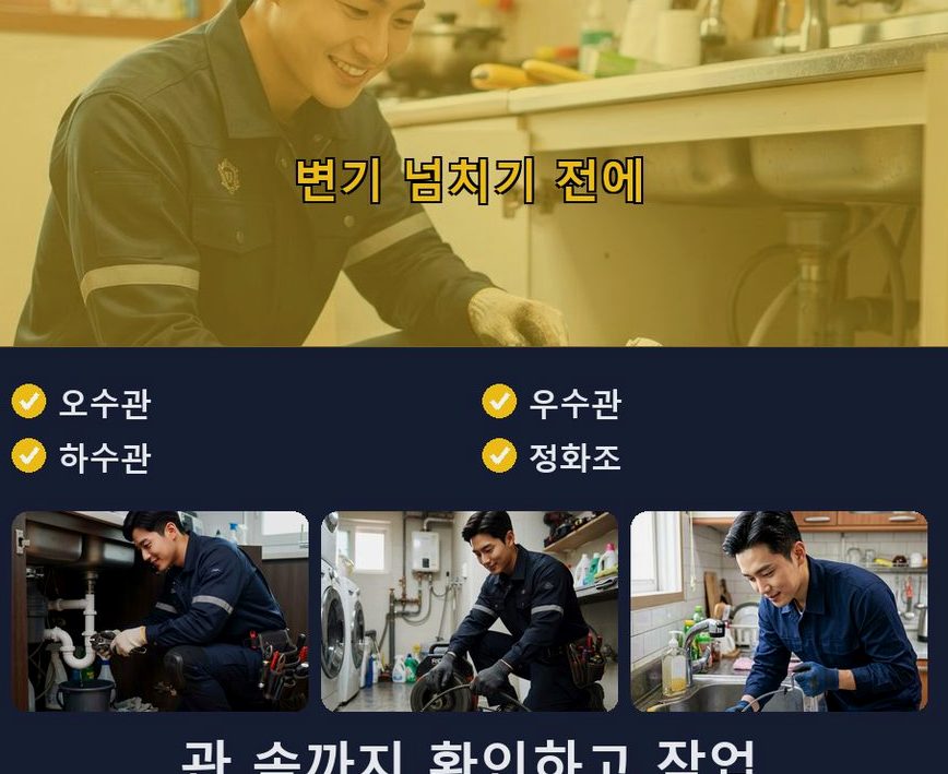의왕시 고천동 베란다 배수구막힘 긴급출동 현장 작업 사진 - 배관해결사