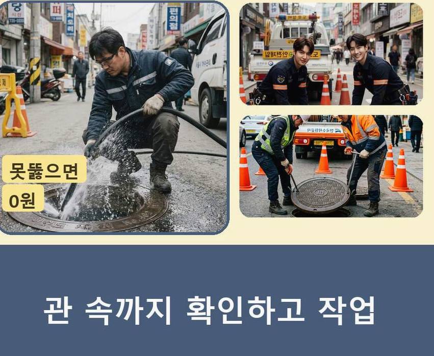 의왕시 고천동 정화조막힘 원인 진단 현장 작업 사진 - 배관해결사