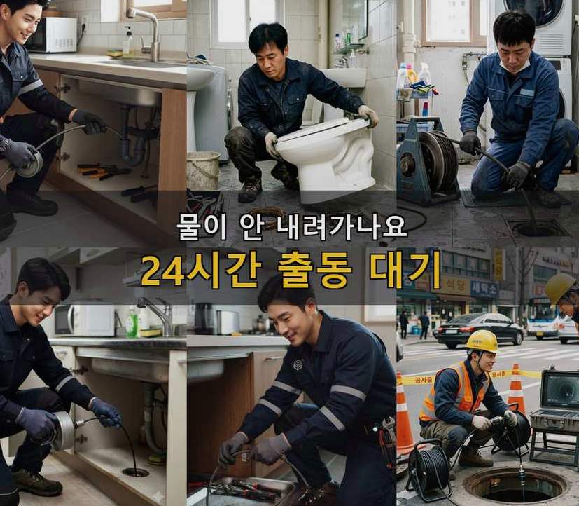 의왕시 고천동 화장실 하수구막힘 전문 업체 현장 작업 사진 - 배관해결사