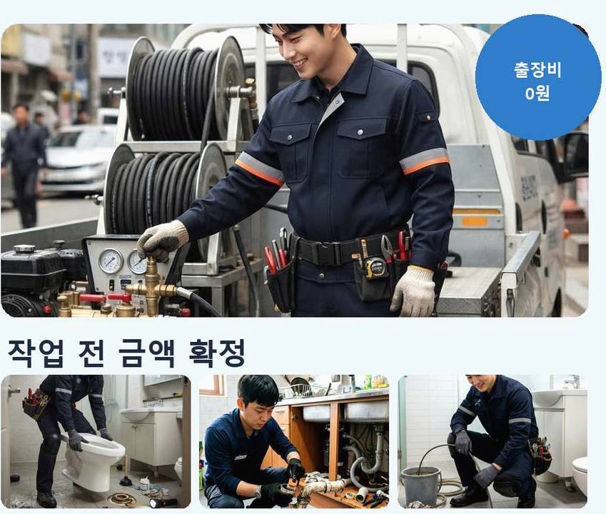 광명시 광명동 배관청소 가격 안내 현장 작업 사진 - 배관해결사