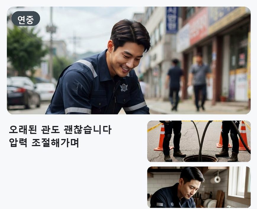 광명시 광명동 세탁기 배수구막힘 비용 현장 작업 사진 - 배관해결사