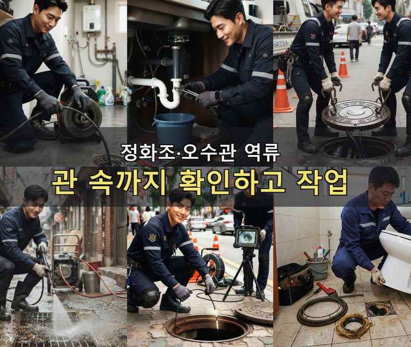 광명시 광명동 정화조막힘 비용 현장 작업 사진 - 배관해결사
