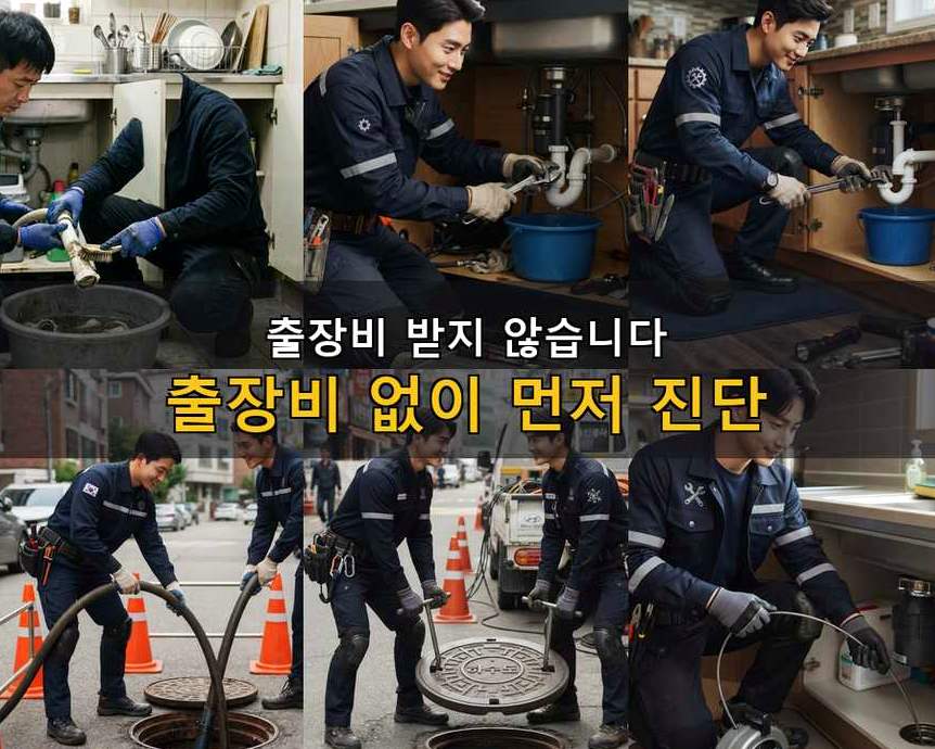광명시 광명동 하수구 역류 야간 출동 현장 작업 사진 - 배관해결사