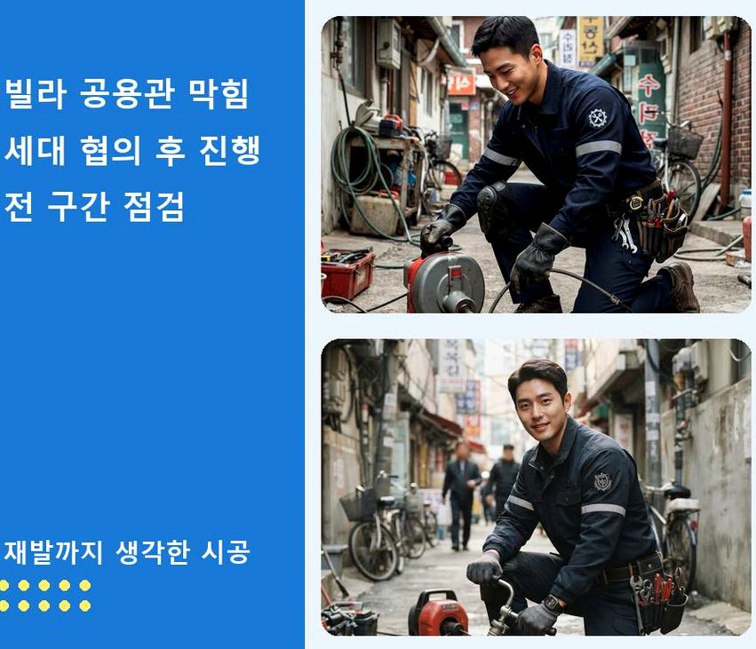 용인시기흥구 구갈동 싱크대막힘 고압세척·관통 작업 모습