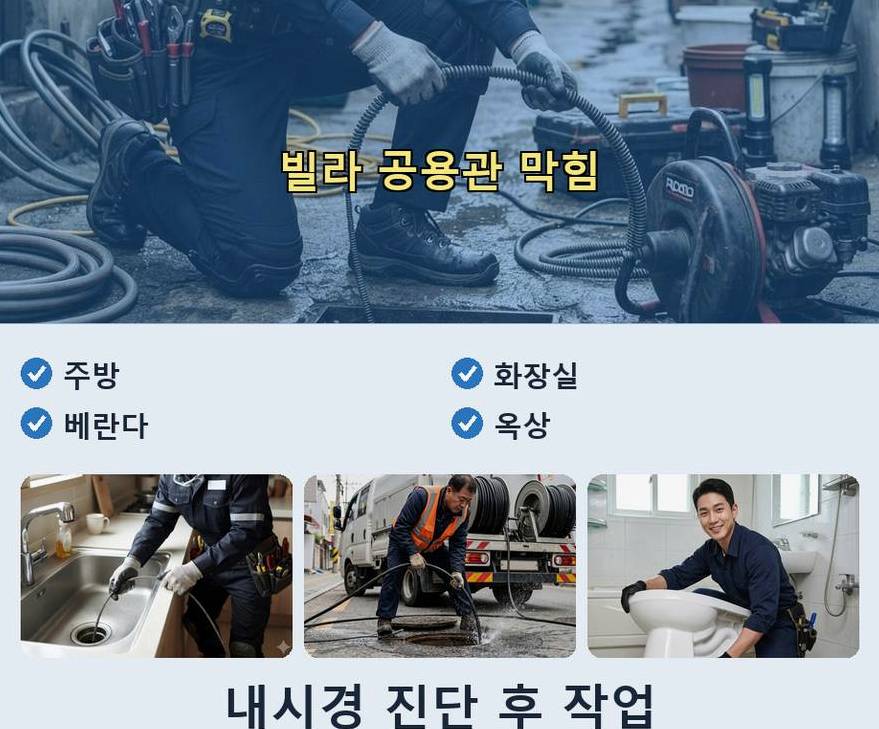 서울 종로구 구기동 세탁기 배수구막힘 원인 진단 현장 작업 사진 - 배관해결사
