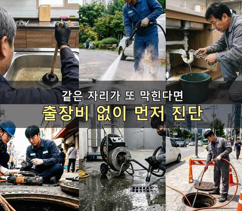 고양시일산서구 구산동 하수구 역류 빠른 해결 현장 작업 사진 - 배관해결사