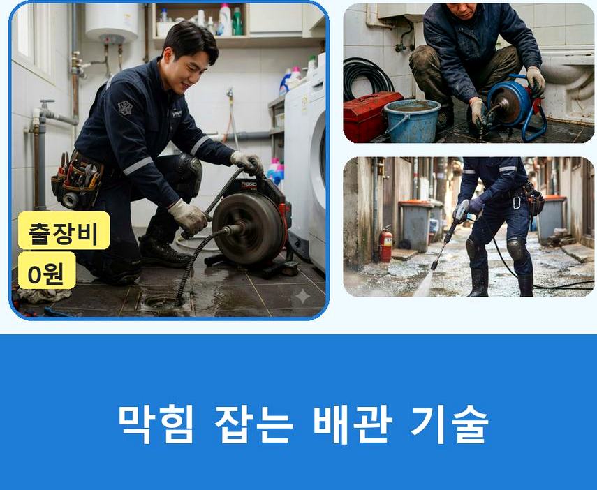 포천시 구읍리 하수구막힘 고압세척·관통 작업 모습