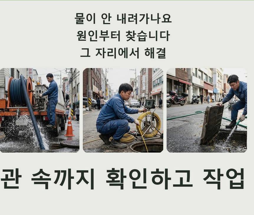 포천시 구읍리 하수구막힘 야간 출동 현장 작업 사진 - 배관해결사