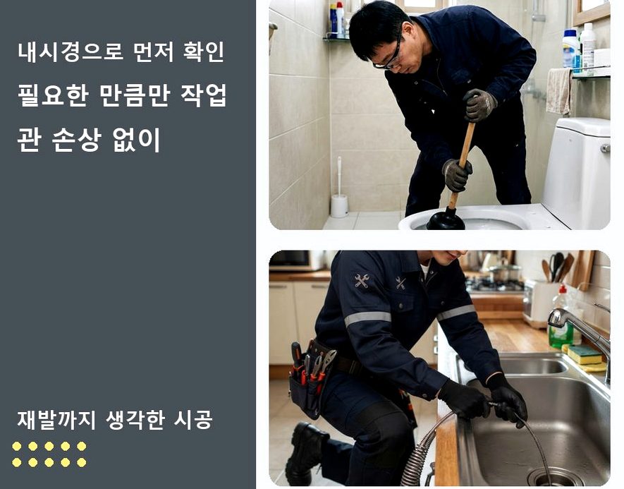 화성시 구포리 욕실 배수구막힘 업체 현장 작업 사진 - 배관해결사