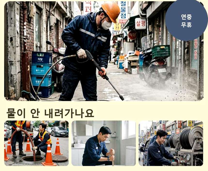 서울 종로구 궁정동 배수구막힘 당일 처리 현장 작업 사진 - 배관해결사