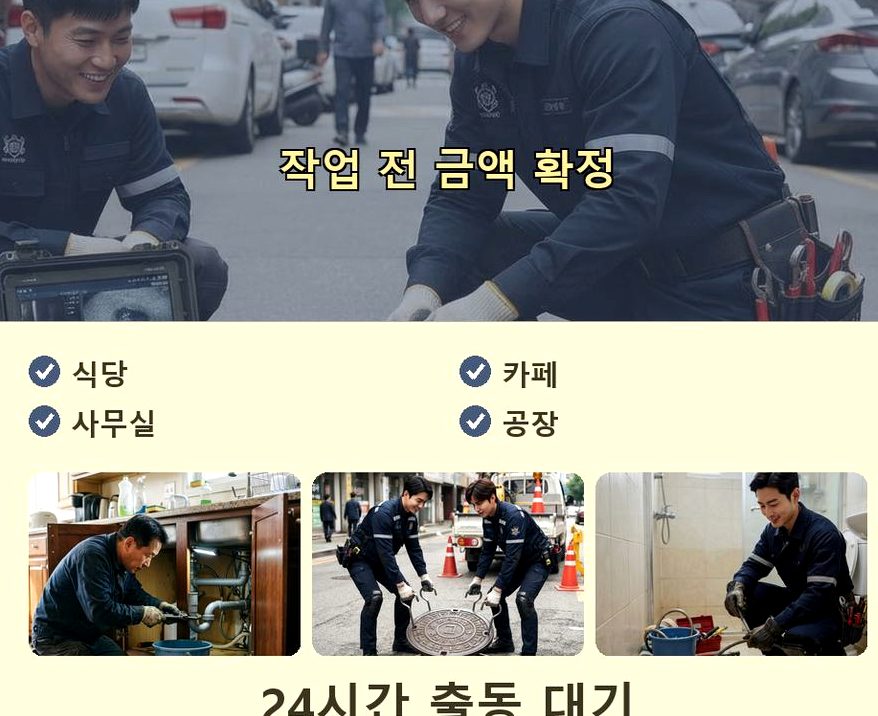 의정부시 낙양동 하수구막힘 고압세척·관통 작업 모습