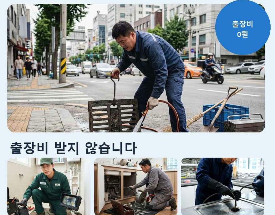 화성시 구포리 하수구막힘 고압세척·관통 작업 모습