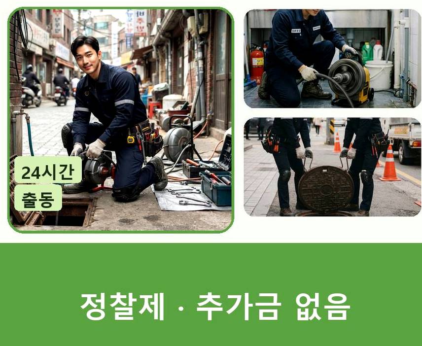 부천시오정구 내동 싱크대막힘 고압세척·관통 작업 모습