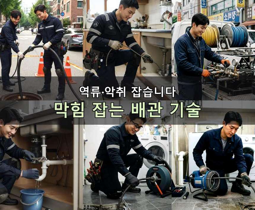 포천시 구읍리 하수구막힘 고압세척·관통 작업 모습