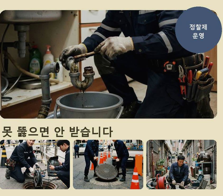 포천시 구읍리 하수구막힘 고압세척·관통 작업 모습