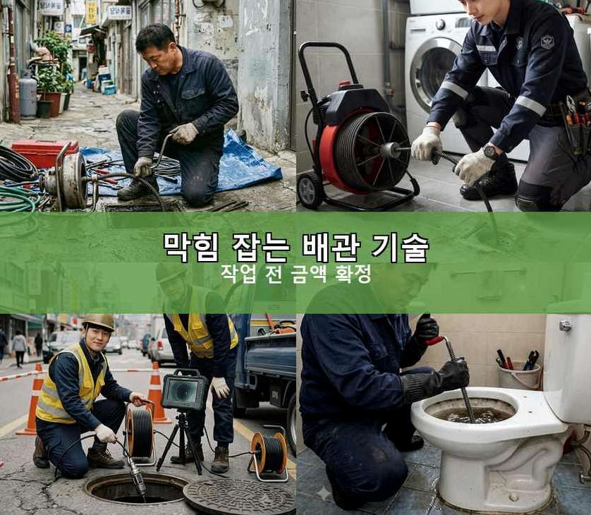 광명시 소하동 싱크대막힘 고압세척·관통 작업 모습