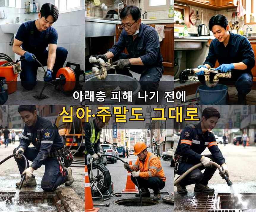 광명시 노온사동 싱크대막힘 전문 업체 현장 작업 사진 - 배관해결사