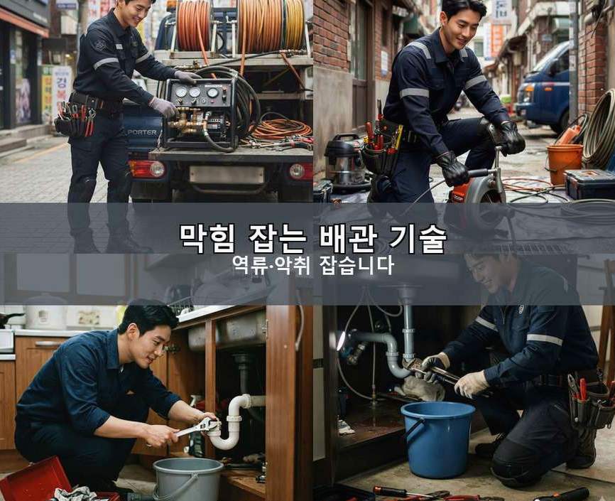 고양시일산서구 대화동 베란다 배수구막힘 긴급출동 현장 작업 사진 - 배관해결사