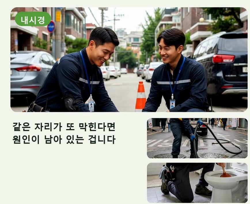 고양시일산서구 대화동 세탁기 배수구막힘 원인 진단 현장 작업 사진 - 배관해결사