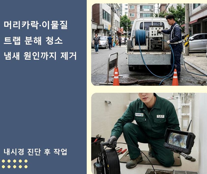 고양시덕양구 덕은동 하수구막힘 야간 출동 현장 작업 사진 - 배관해결사