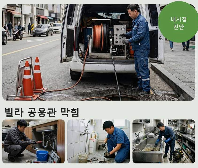 고양시덕양구 도내동 하수구막힘 전문 업체 현장 작업 사진 - 배관해결사