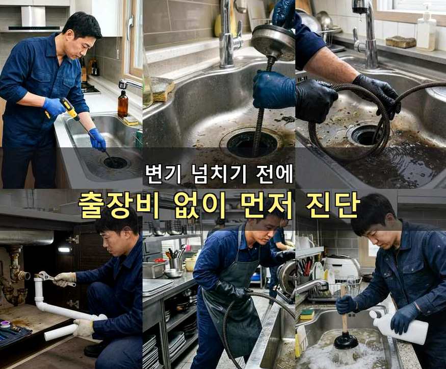 고양시덕양구 동산동 싱크대막힘 24시 출동 현장 작업 사진 - 배관해결사