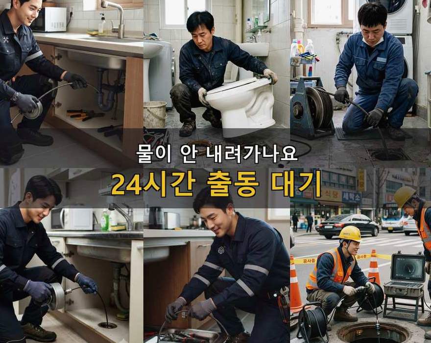 화성시 마도면고모리 변기막힘 가격 안내 현장 작업 사진 - 배관해결사