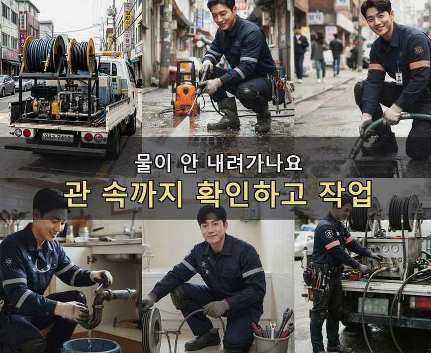 수원시팔달구 매교동 하수구막힘 전문 업체 현장 작업 사진 - 배관해결사