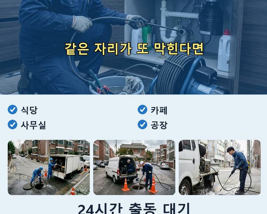 수원시영통구 매탄동 고압세척 출장비 무료 현장 작업 사진 - 배관해결사