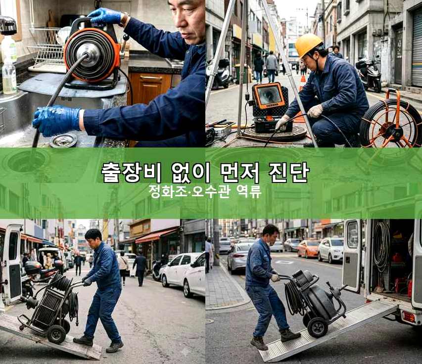 수원시영통구 신동 배수구막힘 고압세척·관통 작업 모습