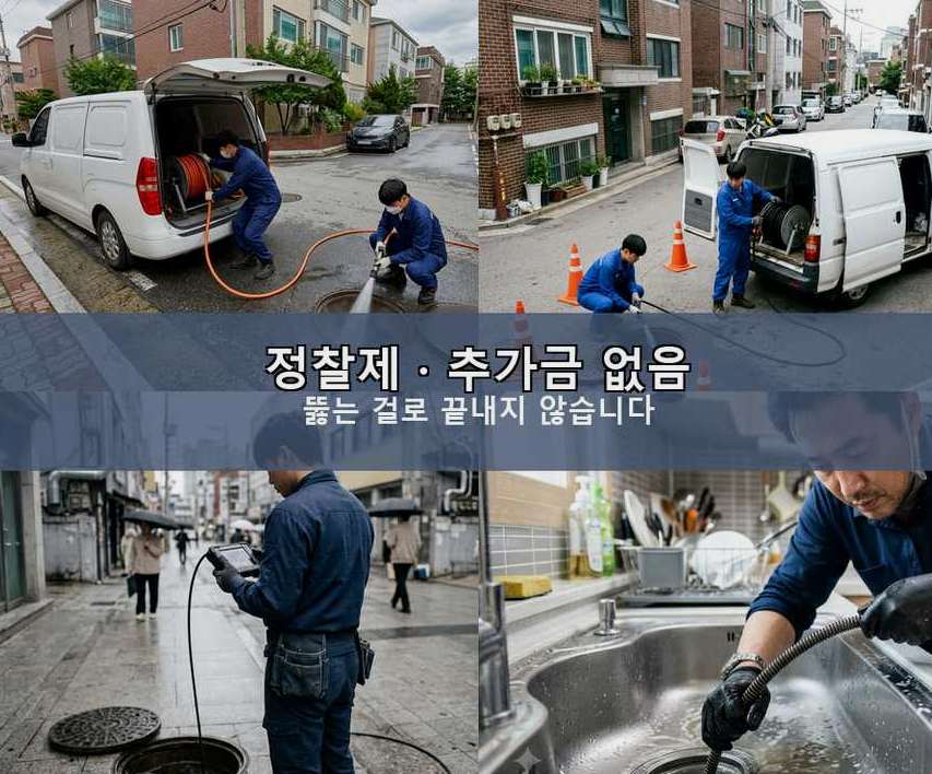 수원시영통구 매탄동 오수관막힘 24시 출동 현장 작업 사진 - 배관해결사