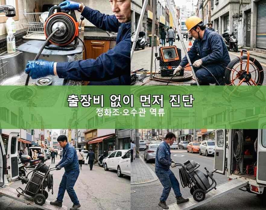 서울 강동구 명일동 배수구막힘 비용 현장 작업 사진 - 배관해결사