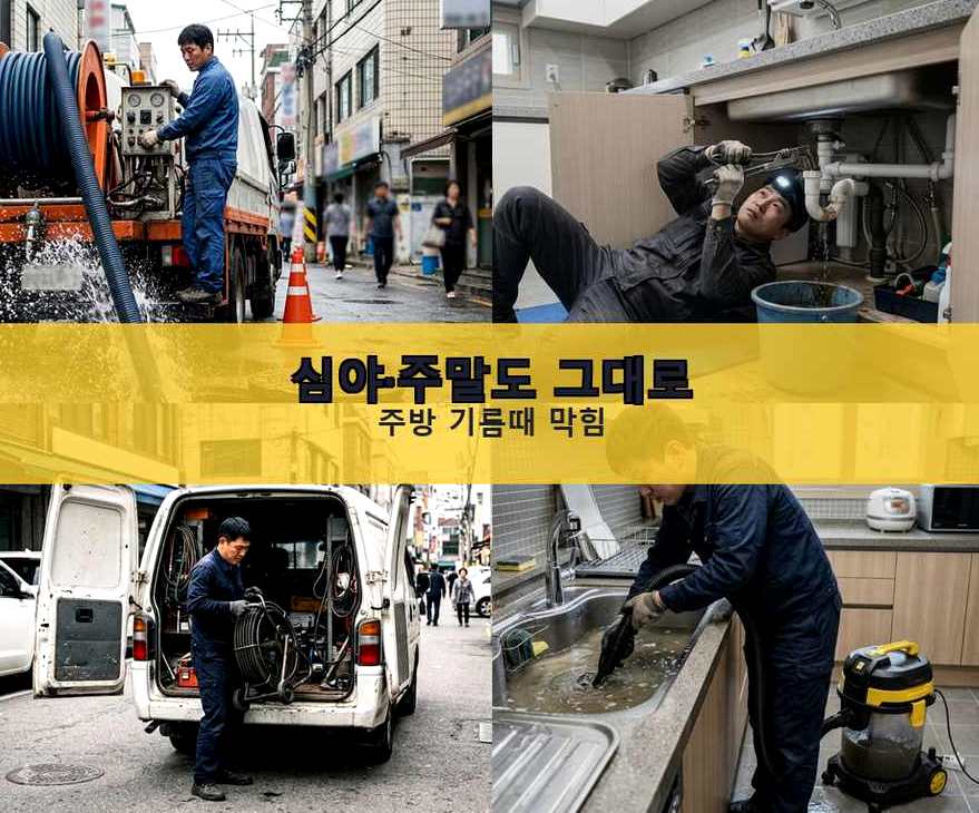 광주시 목현동 하수구막힘 야간 출동 현장 작업 사진 - 배관해결사