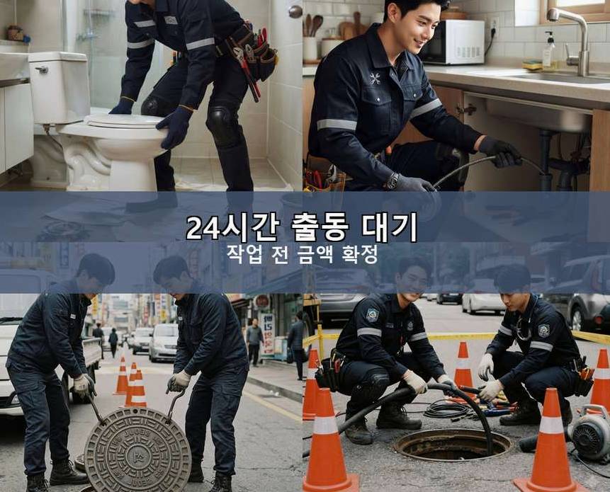 화성시 반월동 변기막힘 비용 현장 작업 사진 - 배관해결사