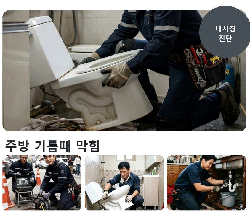 화성시 반월동 하수구막힘 빠른 해결 현장 작업 사진 - 배관해결사