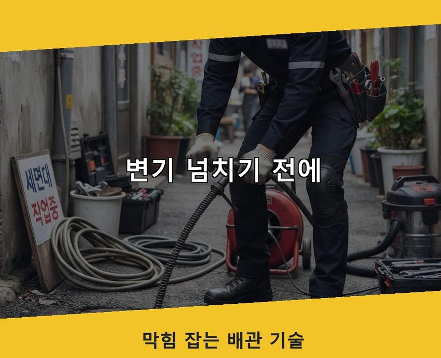 오산시 벌음동 배수구막힘 뚫음 현장 작업 사진 - 배관해결사