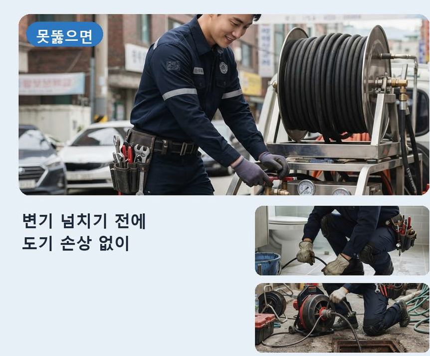 오산시 벌음동 변기막힘 당일 처리 현장 작업 사진 - 배관해결사