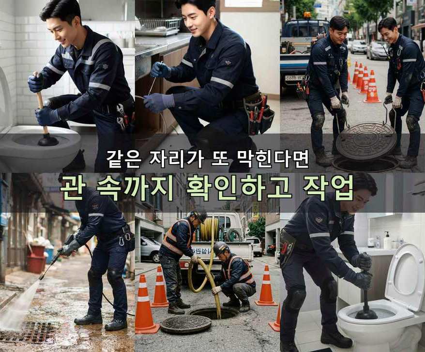 고양시일산서구 법곳동 싱크대막힘 야간 출동 현장 작업 사진 - 배관해결사
