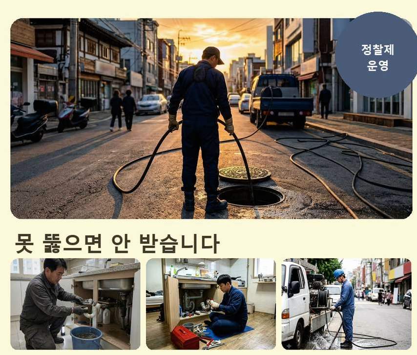 고양시일산서구 구산동 하수구막힘 고압세척·관통 작업 모습