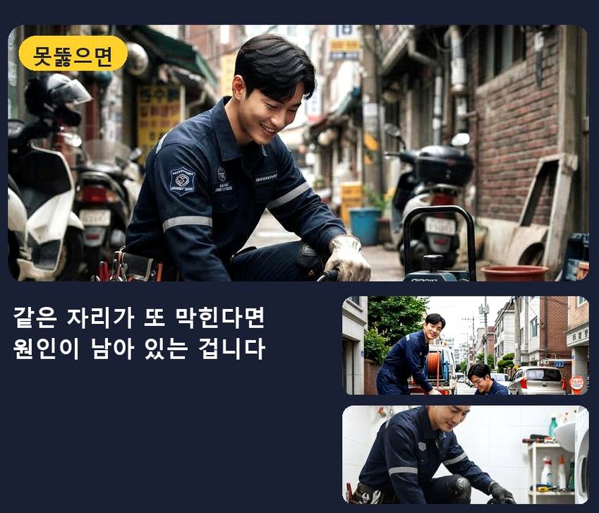 고양시덕양구 벽제동 싱크대막힘 야간 출동 현장 작업 사진 - 배관해결사