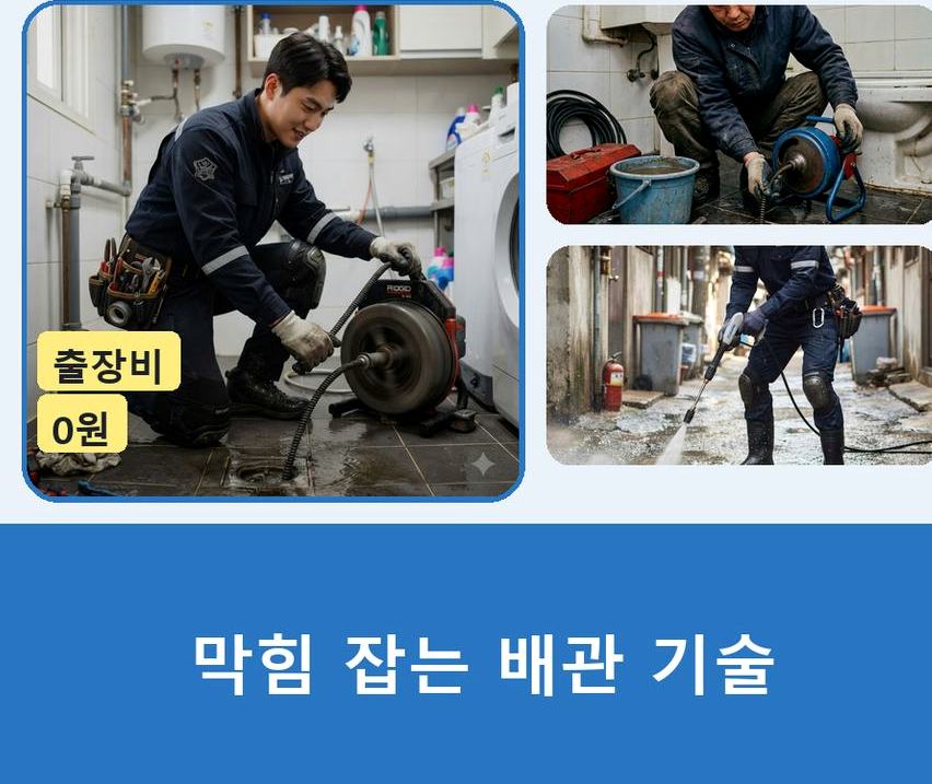 화성시 병점동 하수구막힘 야간 출동 현장 작업 사진 - 배관해결사